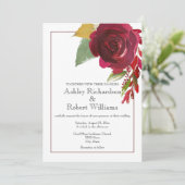 Marsala de Bourgogne Faire-part de mariage de rose (Debout devant)