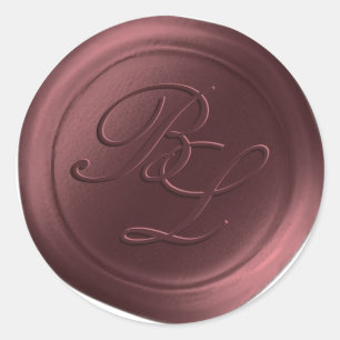 Marsala Dubbel Monogram Faux Wax Seal Stickers