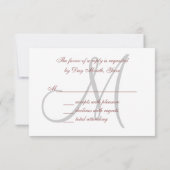 Marsala Elegant Wedding RSVP Card met Monogram (Achterkant)