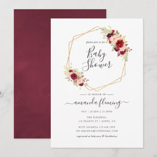 Marsala en Blush Boho Geometrische Baby Shower Kaart