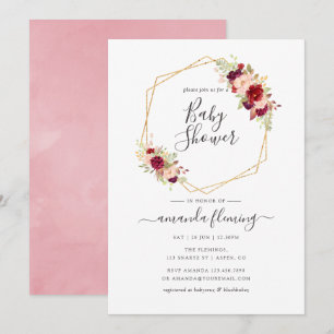 Marsala en Blush Boho Geometrische Baby Shower Kaart