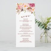 Marsala en Gold Boho Garden Wedding Menu (Staand voorkant)