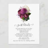 Marsala en Goud Bloemen Bruiloft Gast Details Informatiekaartje (Voorkant)