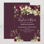 Marsala en Ivory Waterverf Rozen Wedding Kaart (Voorkant / Achterkant)