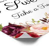 Marsala en Pink Floral Love is Sweet Sign Poster (Hoek)