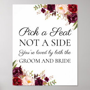 Marsala en roze Floral Kies een zitplaats zonder t Poster
