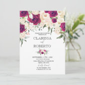 Marsala et Faire-part de mariage floral blanc (Debout devant)