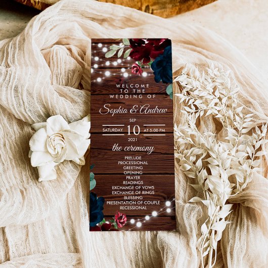 Marsala et la Marine Fleurs Programmes de mariage