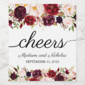 Marsala et Mariage rose Étiquettes de vin (Étiquettes simples)