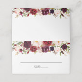 Marsala et Mariage rose floral plié Cartes de lieu (Extérieur déplié)