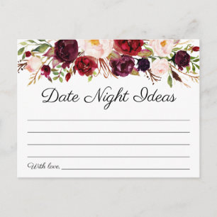 Marsala et rose Floral Date Nuit Idées Cartes