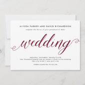 Marsala | Faire-part de mariage de script élégant (Devant)