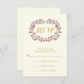 Marsala feuillage couronne mariage RSVP (Devant / Derrière)