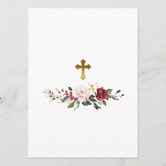 Marsala Fleurs & Gold Frame Baptism Menu (Dos)