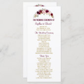 Marsala Floral Antlers Navy Blue Wedding Programme Programma (Voorkant / Achterkant)