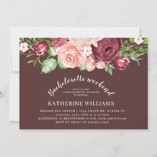 marsala floral Bachelorette weekeinde Uitnodiging