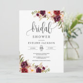 Marsala Floral Corners Invitation de la douche nup (Debout devant)