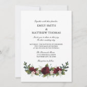 Marsala Floral Invitation de mariage d'hiver (Devant)