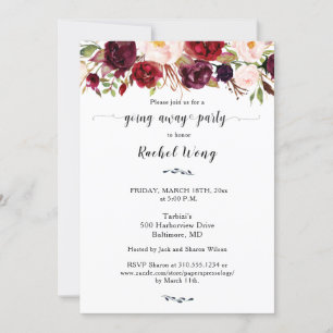 Marsala Floral Moving Away Party Foto Kaart