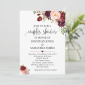 Marsala Floral Romantisch Boho Chic Couple Shower Kaart (Staand voorkant)