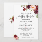 Marsala Floral Romantisch Boho Chic Couple Shower Kaart (Voorkant / Achterkant)