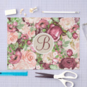 Marsala Floral Rustic Monogram Letter Initiaal Tissuepapier (Craft)
