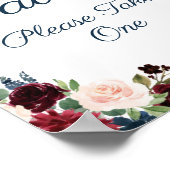 Marsala Floral Wedding Favors Sign Poster (Hoek)