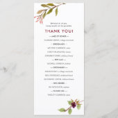 Marsala Floral Wedding Programme, 4163 Programma (Achterkant)