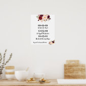 Marsala Flowers Best Day WeddenDatum Ja Dag Poster (Keuken)