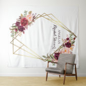 Marsala flowers Bridal Shower photo backdrop Wandkleed (In Situ (horizontaal))