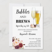 Marsala Flowers Bubble & Brews Couples Shower Kaart (Voorkant)