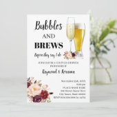 Marsala Flowers Bubble & Brews Couples Shower Kaart (Staand voorkant)