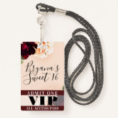 Marsala Flowers & String Lights Sweet 16 VIP Pass Badge (Achterkant met draagriem)