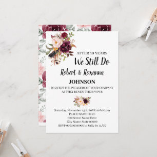 Marsala Flowers Wedding Jubileum Renewal Vows Kaart