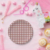 Marsala Gingham Pattern Papieren Bordje (Feest)