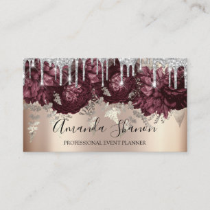 Marsala Glitter Drift Logo Event Planner RoseGold Visitekaartje