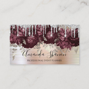 Marsala Glitter Drips Logo Event Planner geborste Visitekaartje
