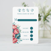 Marsala Gold Painted Peony Wedding RSVP Kaarten (Staand voorkant)