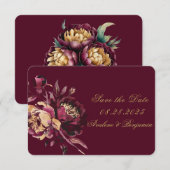 Marsala Gold Peony Enregistrer les cartes de dates (Devant / Derrière)