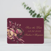 Marsala Gold Peony Enregistrer les cartes de dates (Debout devant)