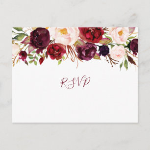 Marsala Greenery Floral bruiloft rsvp buffet 4163 Uitnodiging Briefkaart