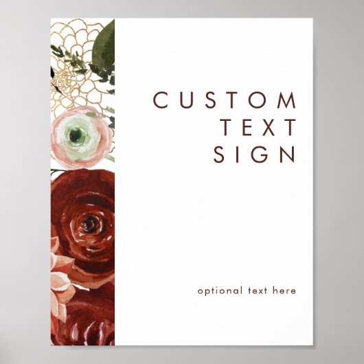 Marsala Herfst Bloem | Witte Kaarten & Geschenken  Poster (Voorkant)