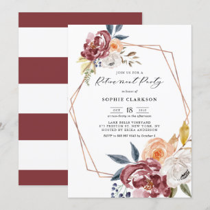 Marsala Herfst Bloemen Geometrische Pensioen Parti Kaart