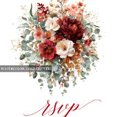Marsala Herfst Bloemige Eucalyptus Boho RSVP Kaart