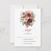 Marsala Herfst Bloemige Eucalyptus Boho RSVP Kaart (Voorkant)