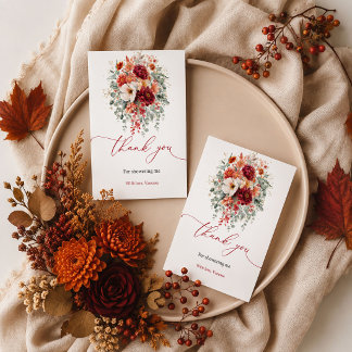 Marsala herfst boho eucalyptus bloem bedankkaart