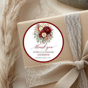 Marsala Herfst Burgundy Trouw Sticker Ontwerp