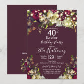 Marsala & Ivory Rozen 40e Verzekeringspartij Kaart (Voorkant / Achterkant)