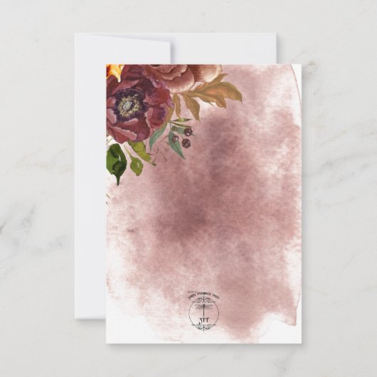 Marsala Klei & Geel Boeket Bruiloft Save The Date (Achterkant)