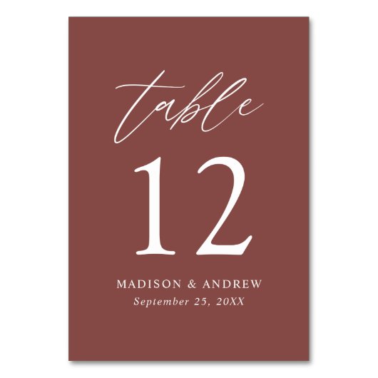 Marsala Mariage de automne Numéro de table (Dos)